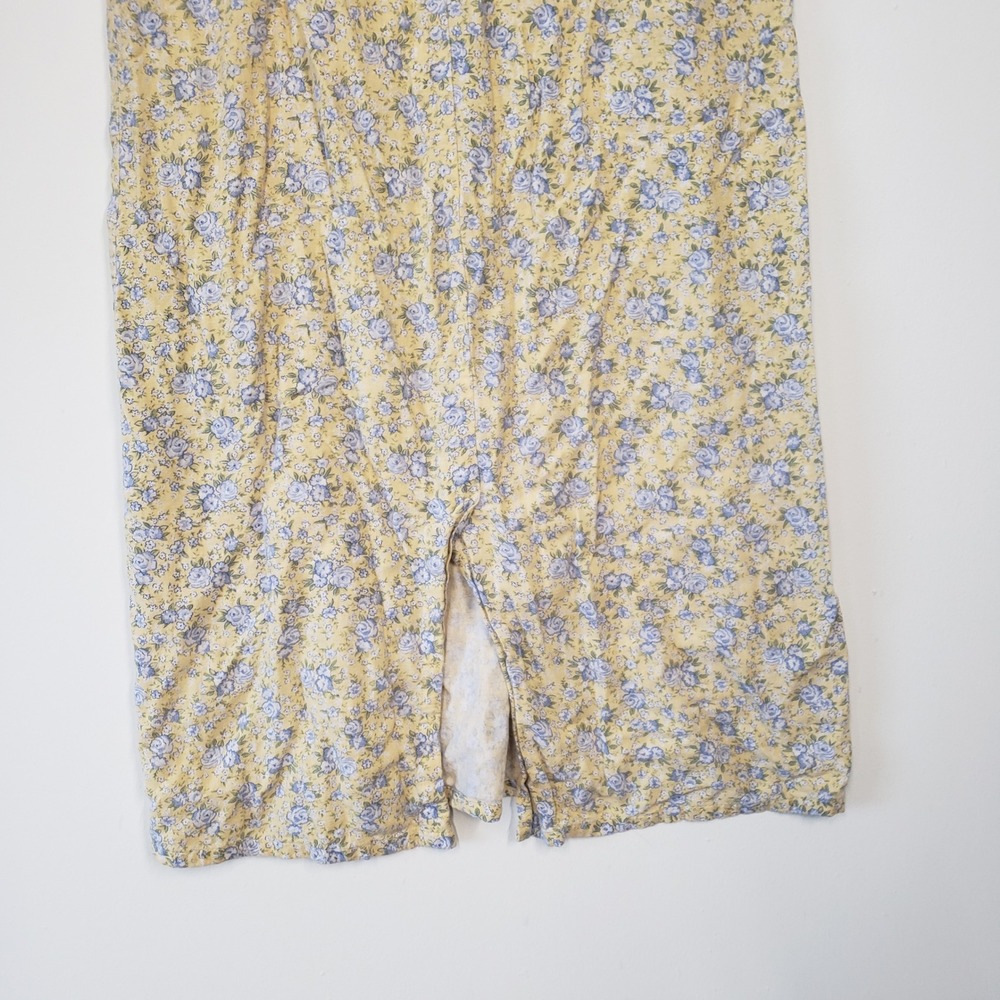 Studio Ease Petite Maxi Dress Womens 10P Yellow Floral Linen Blend 90s Vintage - Picture 3 of 8